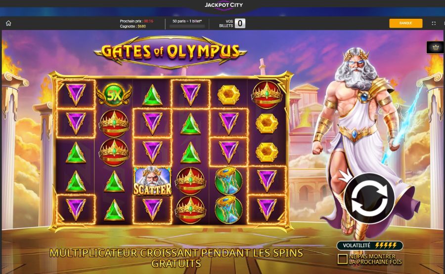 Gates of Olympus sur Jackpot City Casino