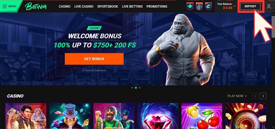 Faire un dépôt sur Betinia