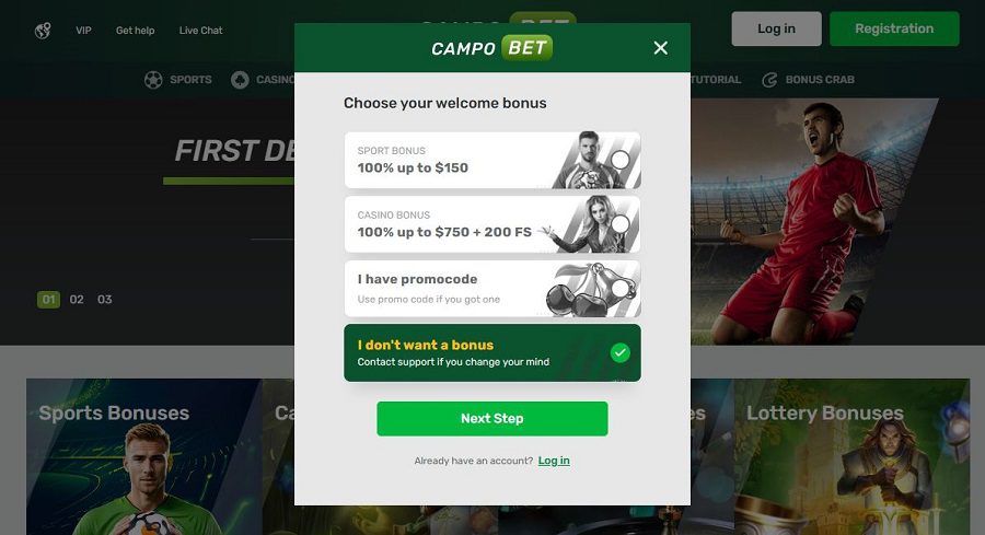 Comment s'inscrire sur Campobet Casino : étape 2