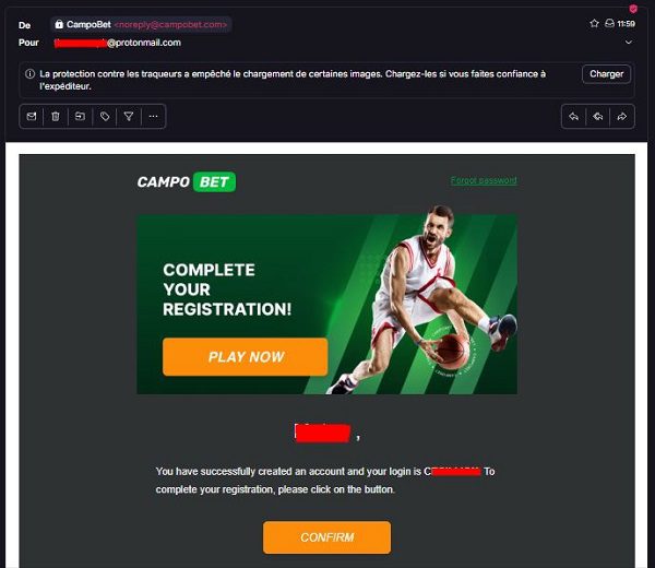 Comment s'inscrire sur Campobet Casino : étape 5