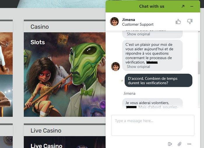 Discussion avec les agents du support client sur le casino Campobet
