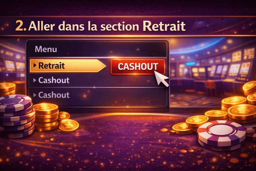 retrait casinos en argent réel étape 2