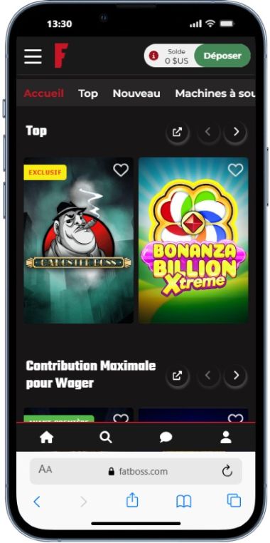 Version mobile Fatboss Casino