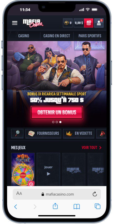 Version mobile de Mafia Casino