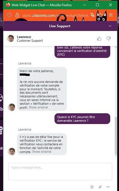 Discussion avec les agents du support client sur le casino Malina