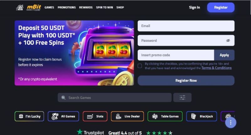 mBit 5 dollar deposit casino Canada lobby preview