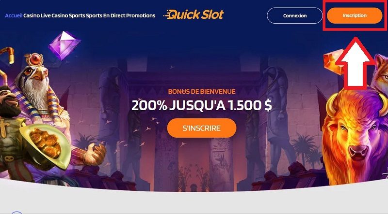 Comment s'inscrire sur QuickSlot Casino : étape 1
