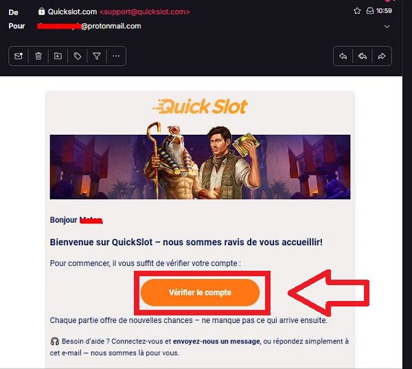 Comment s'inscrire sur QuickSlot Casino : étape 4