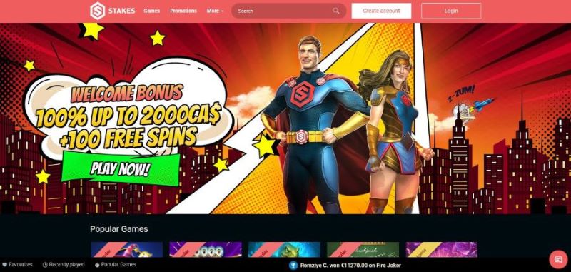 Stakes 20 dollar deposit casino Canada lobby preview