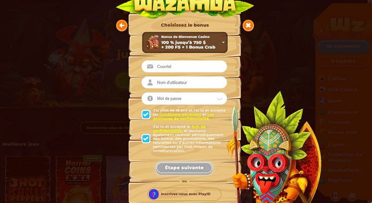 S'inscrire sur Wazamba Casino : étape 3 du tutoriel