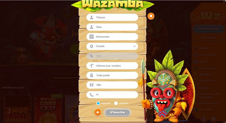 S'inscrire sur Wazamba Casino : étape 3 du tutoriel