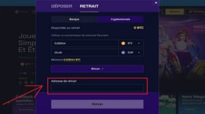 Adresse de Retrait Justbit Casino