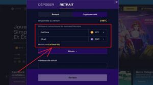 Montant de Retrait Justbit Casino