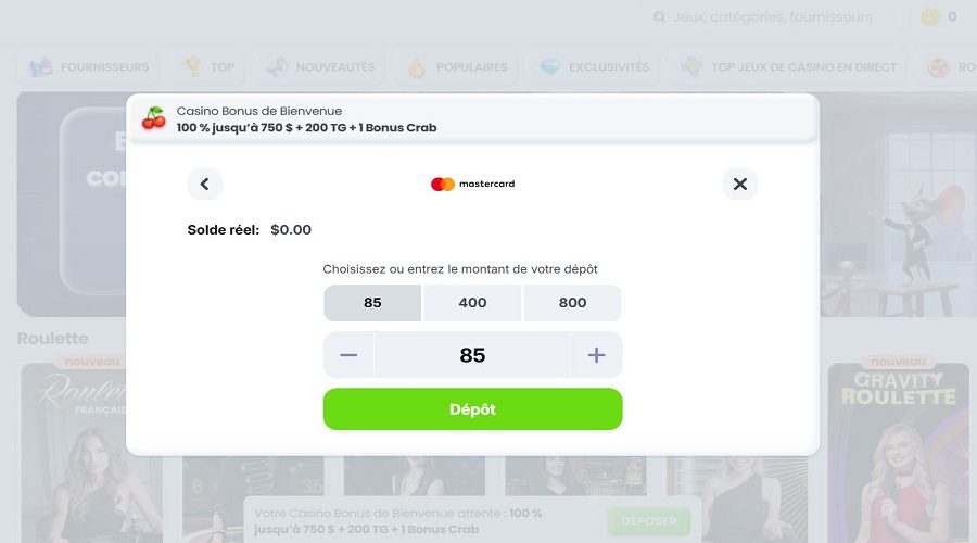 Montant de dépôt Cazimbo Casino