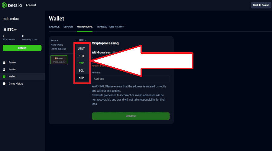 bets.io cashout setps