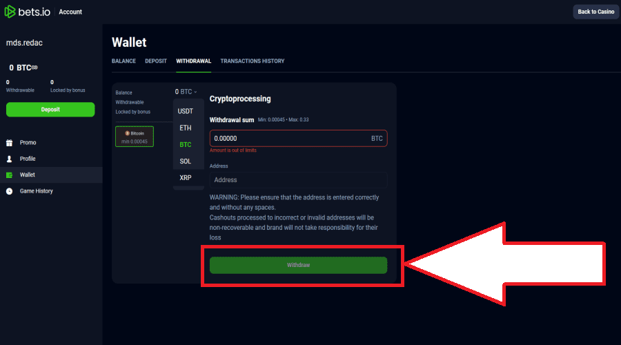bets.io cashout setps