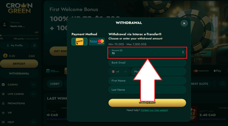 crowngreen withdrawal step 3