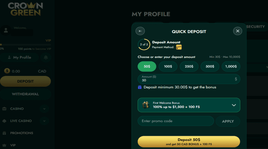 casino deposit $20
