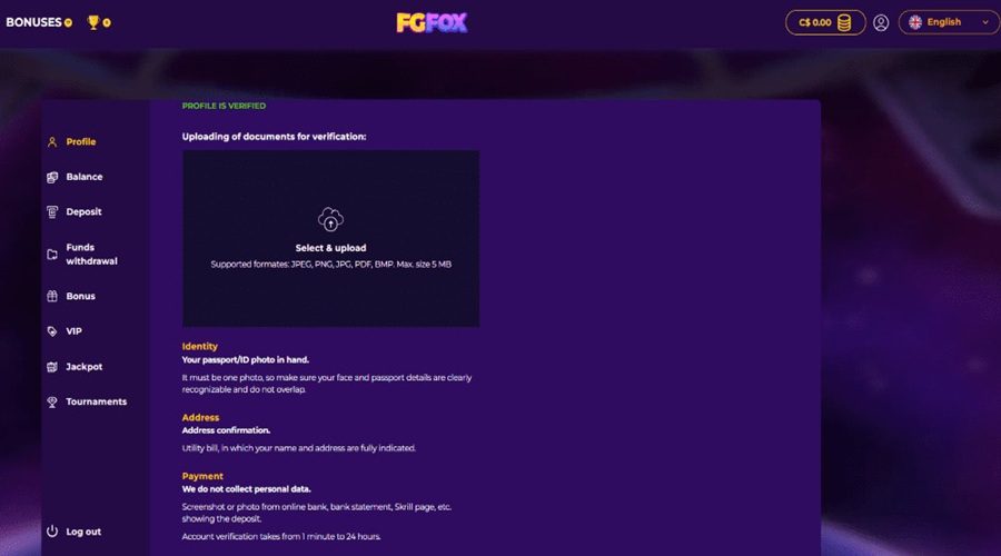 fgfox casino vérification KYC