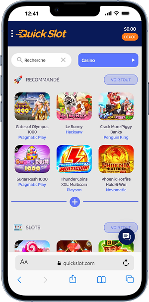 Test mobile iphone Quickslot Casino