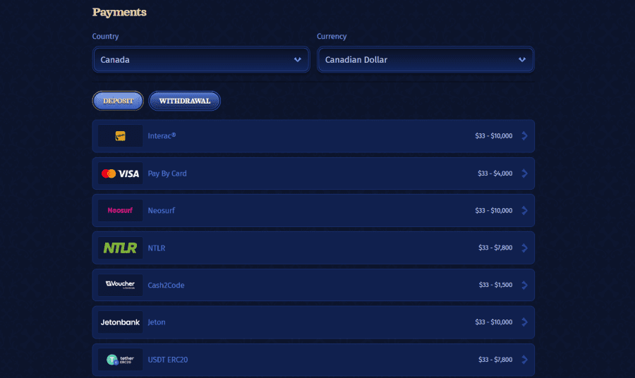 payments new casino