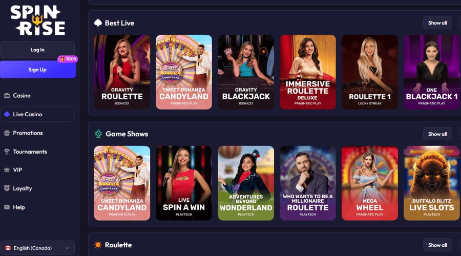 spinrise live casino