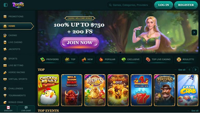 Page d'accueil du 7Signs Casino
