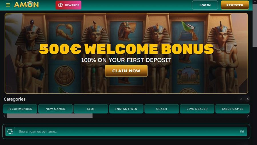 Lobby du casino en ligne Amon