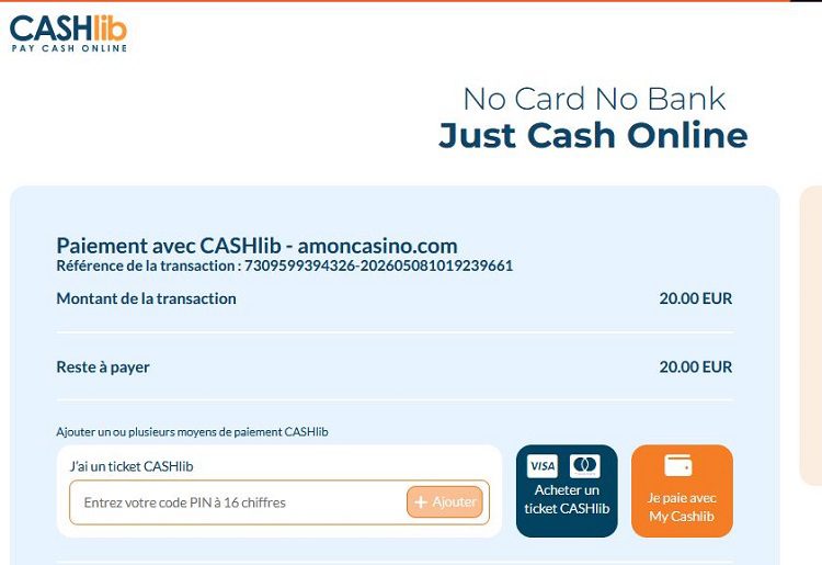 Comment faire un dépôt sur Amon Casino, étape 4 du tutoriel