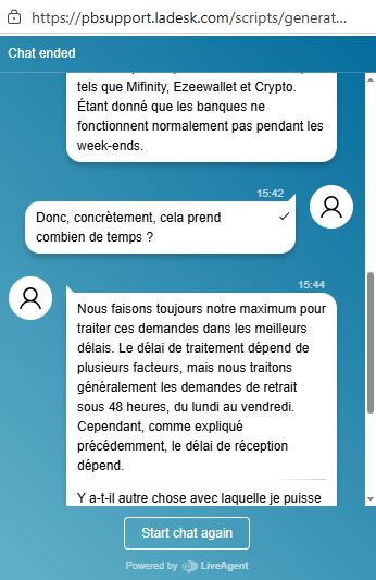 Clavardage avec les agents du support client sur le casino Amon