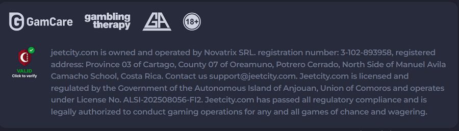 Jeetcity, information sur l'opérateur