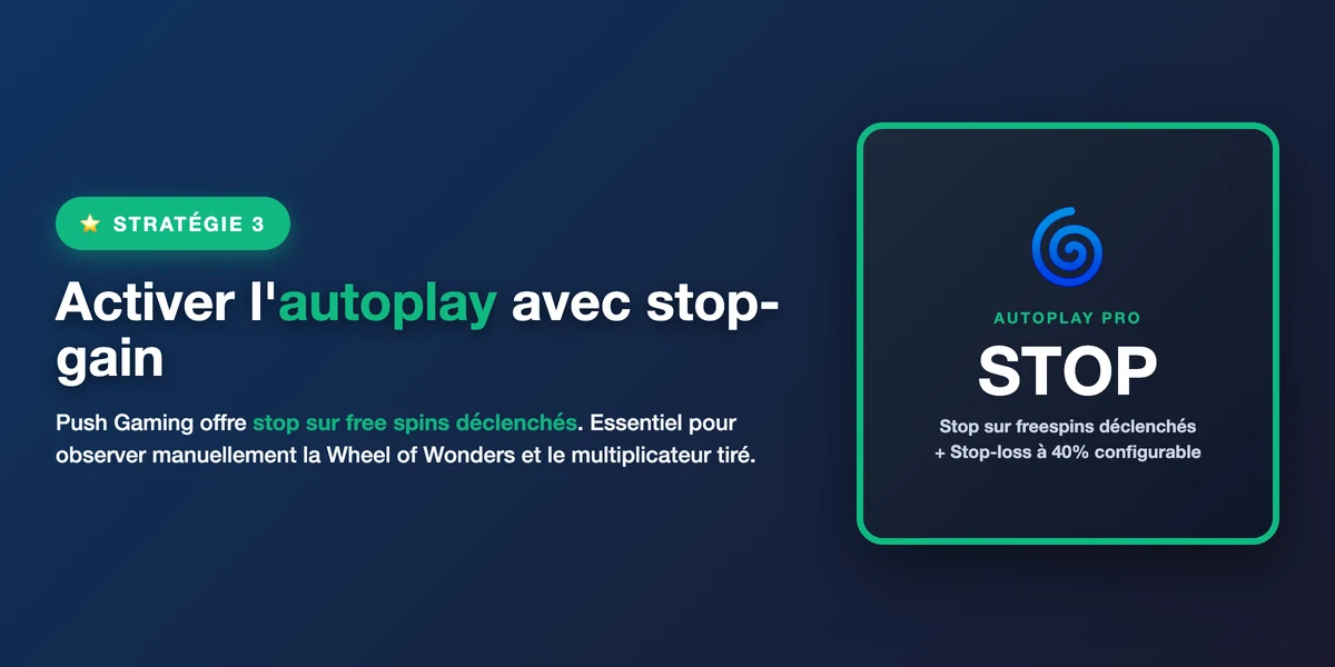Utiliser l'autoplay avec stop-gain sur Wheel of Wonders