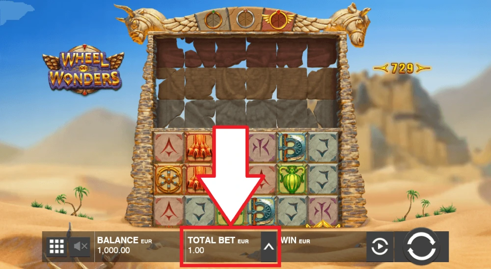Interface du jeu affichant les commandes de mise totale